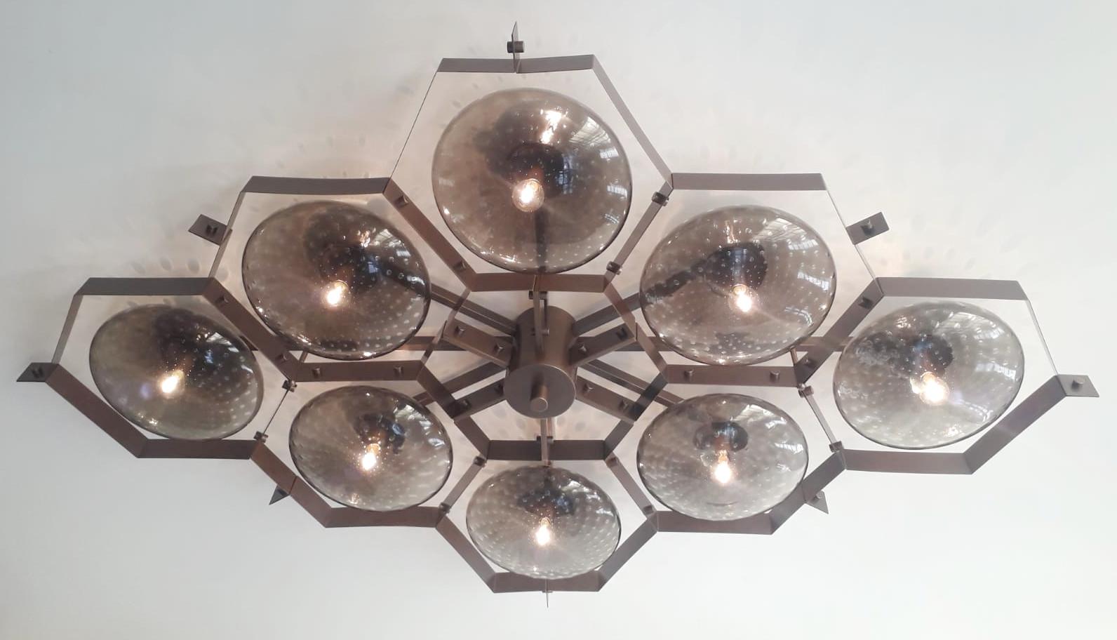 Bronzed Beehive Flush Mount by Fabio Ltd For Sale