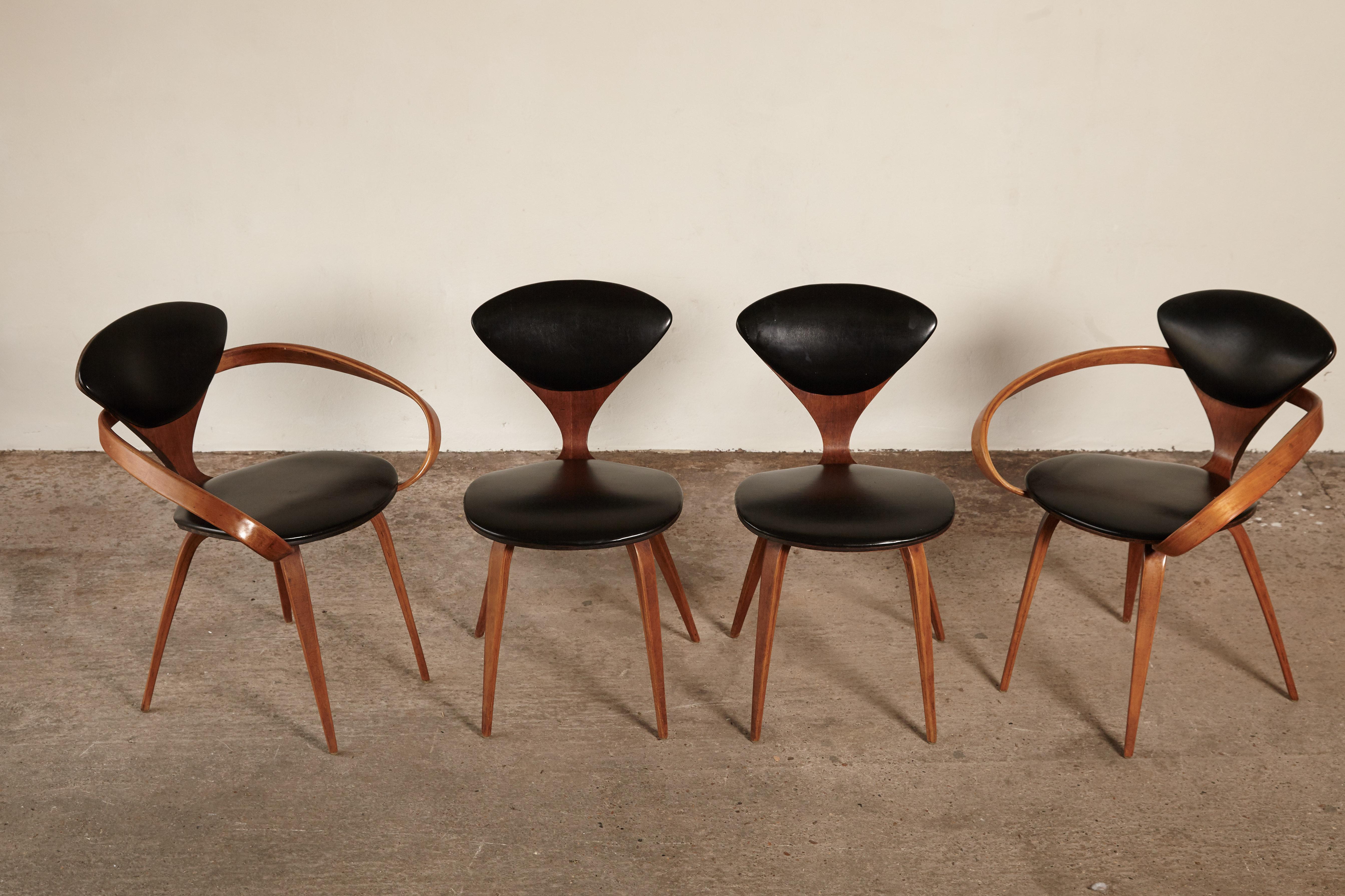 Wood Set of Four Norman Cherner Dining Chairs, Made by Plycraft, USA, 1960s