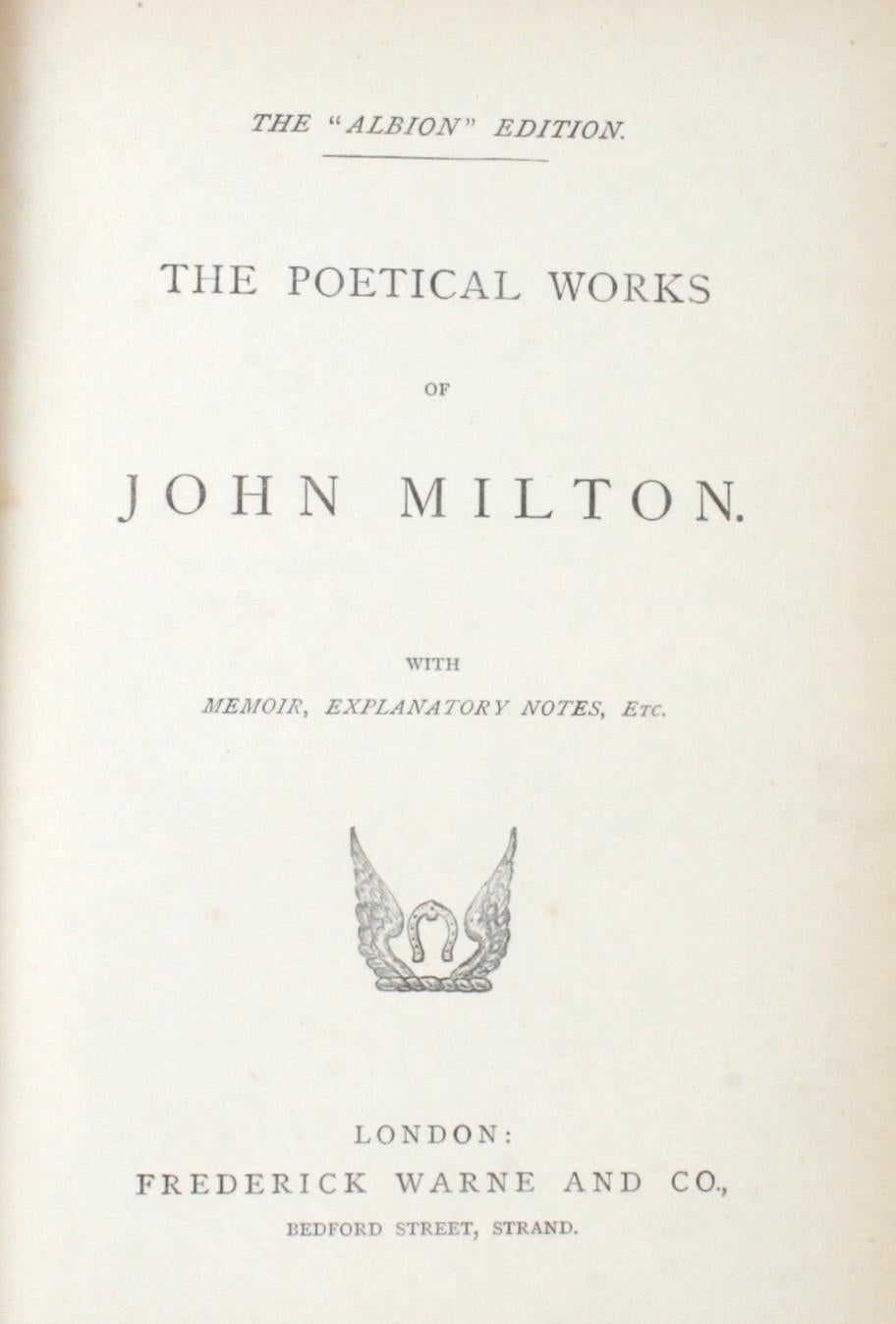 Gilt Poetical Works of John Milton, circa 1888