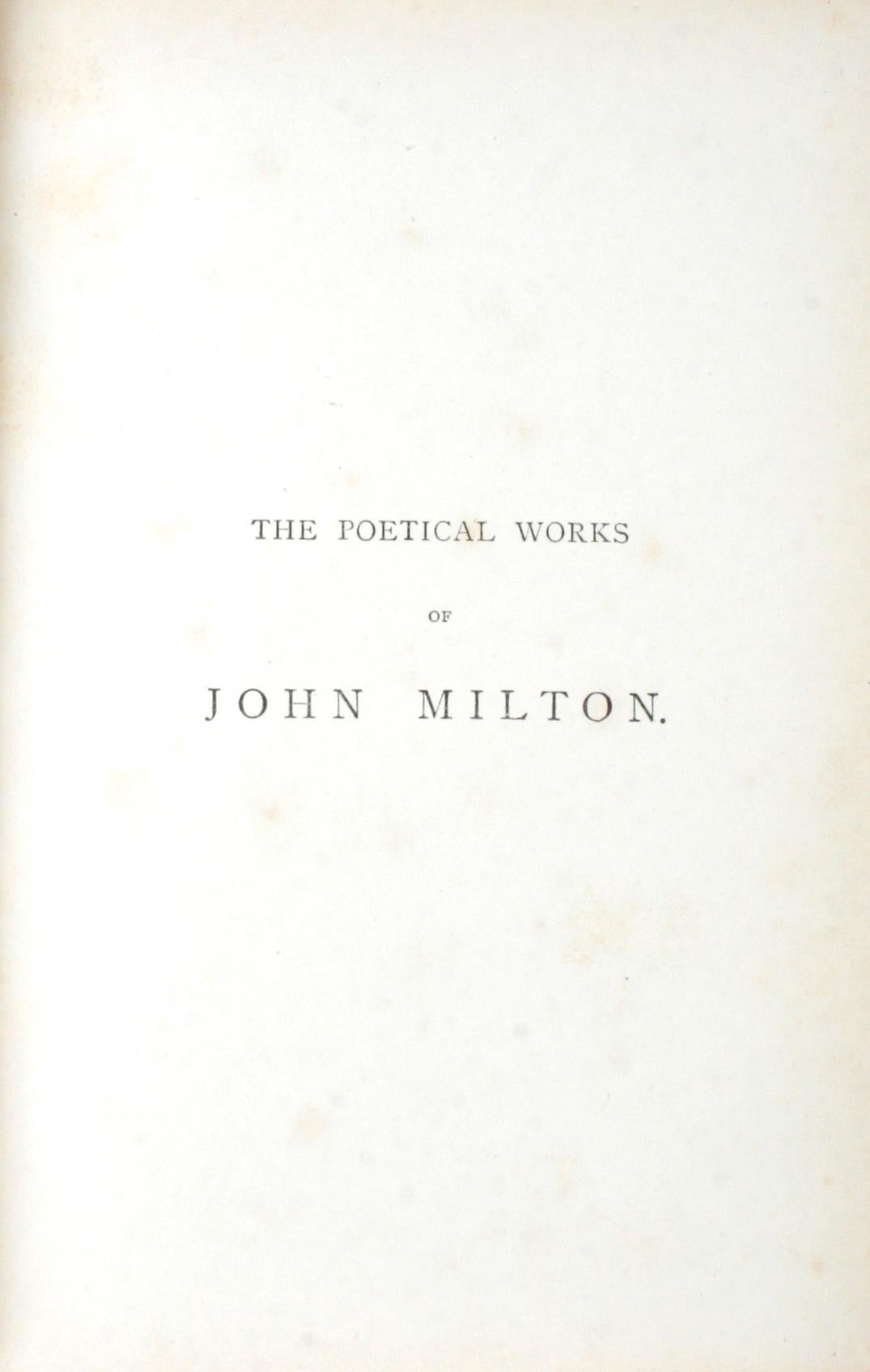English Poetical Works of John Milton, circa 1888