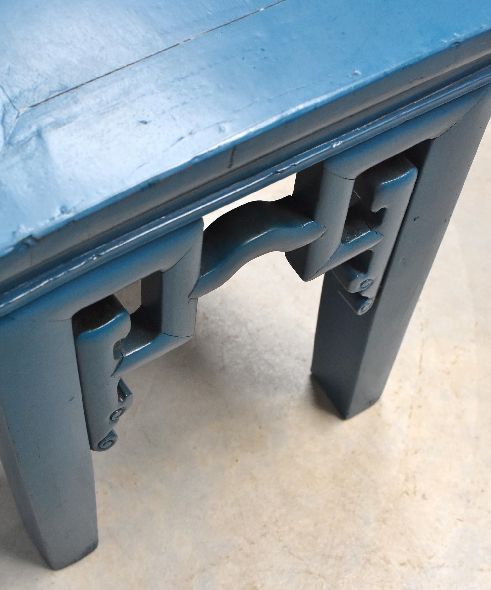 Blue Chinese Spring Bench, Antique in Modern Finish 8