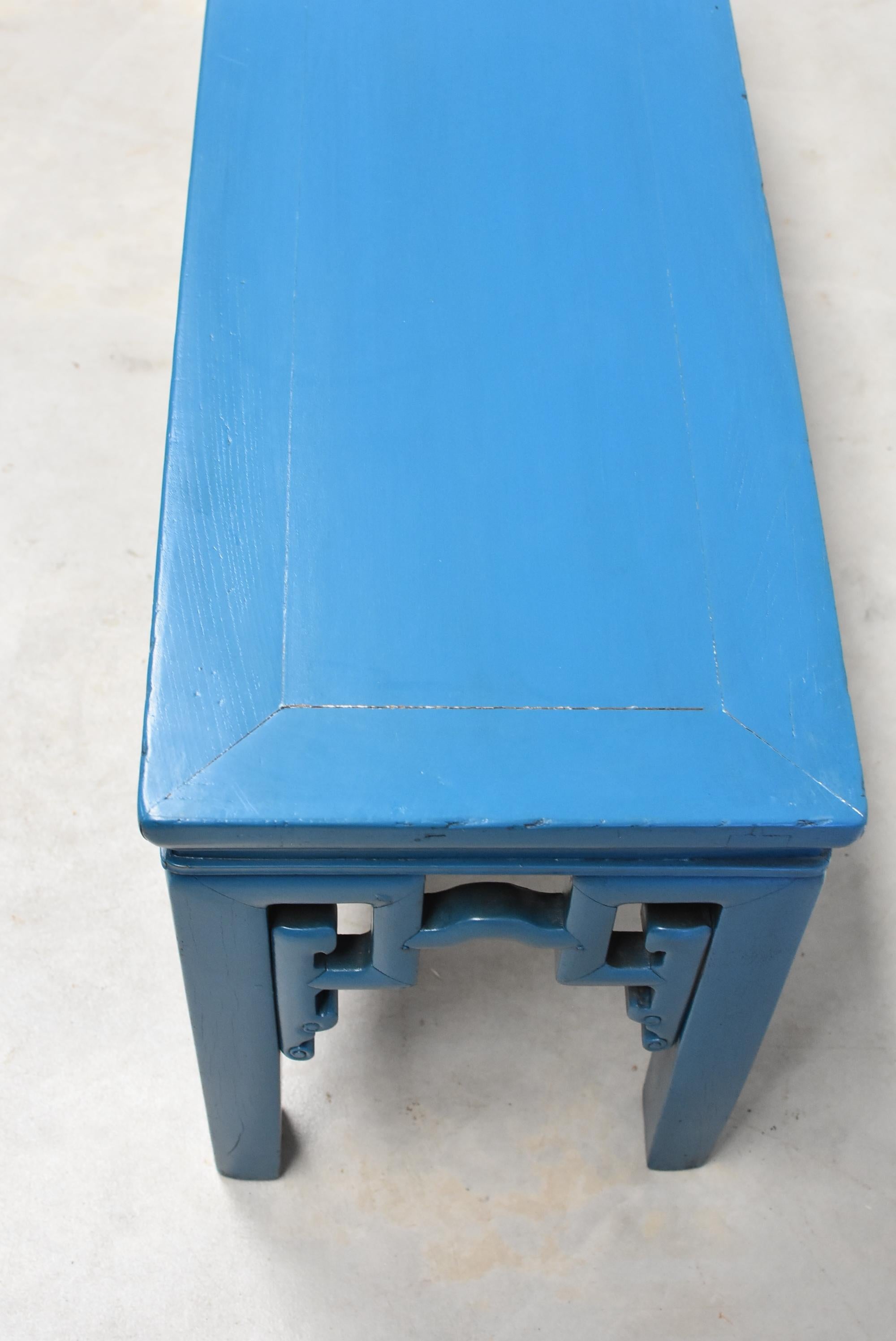 Blue Chinese Spring Bench, Antique in Modern Finish 2