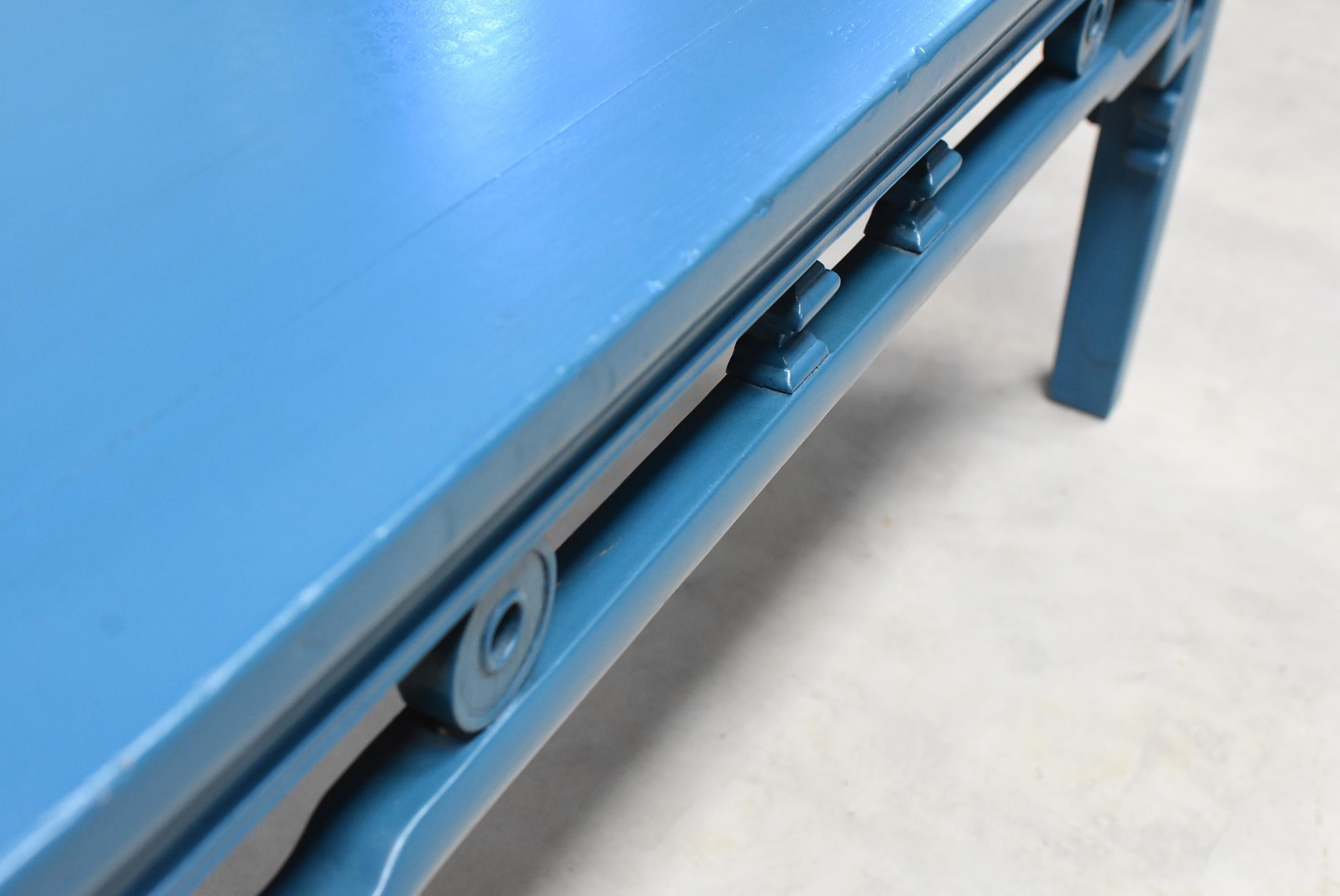 Blue Chinese Spring Bench, Antique in Modern Finish 4