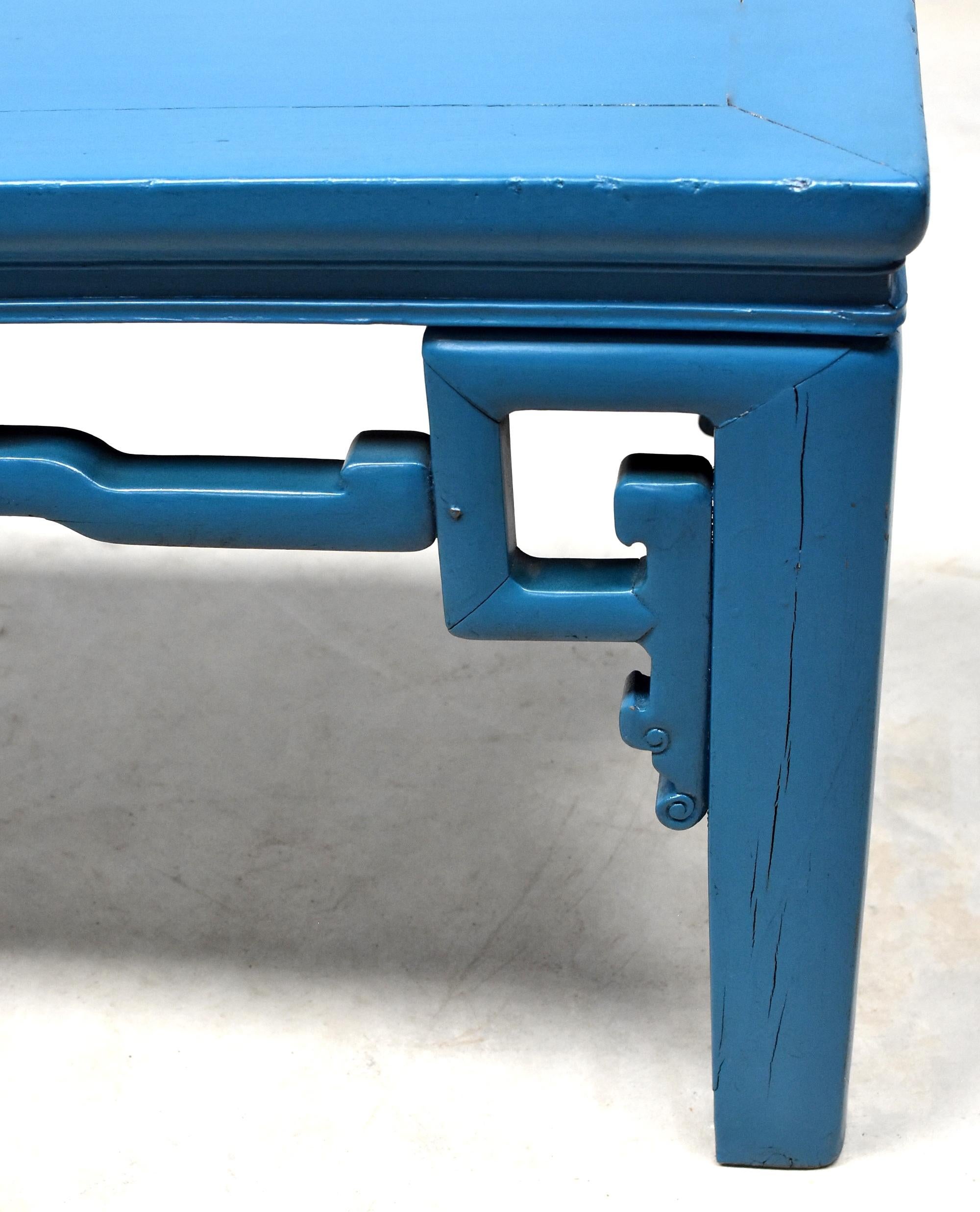 20th Century Blue Chinese Spring Bench, Antique in Modern Finish