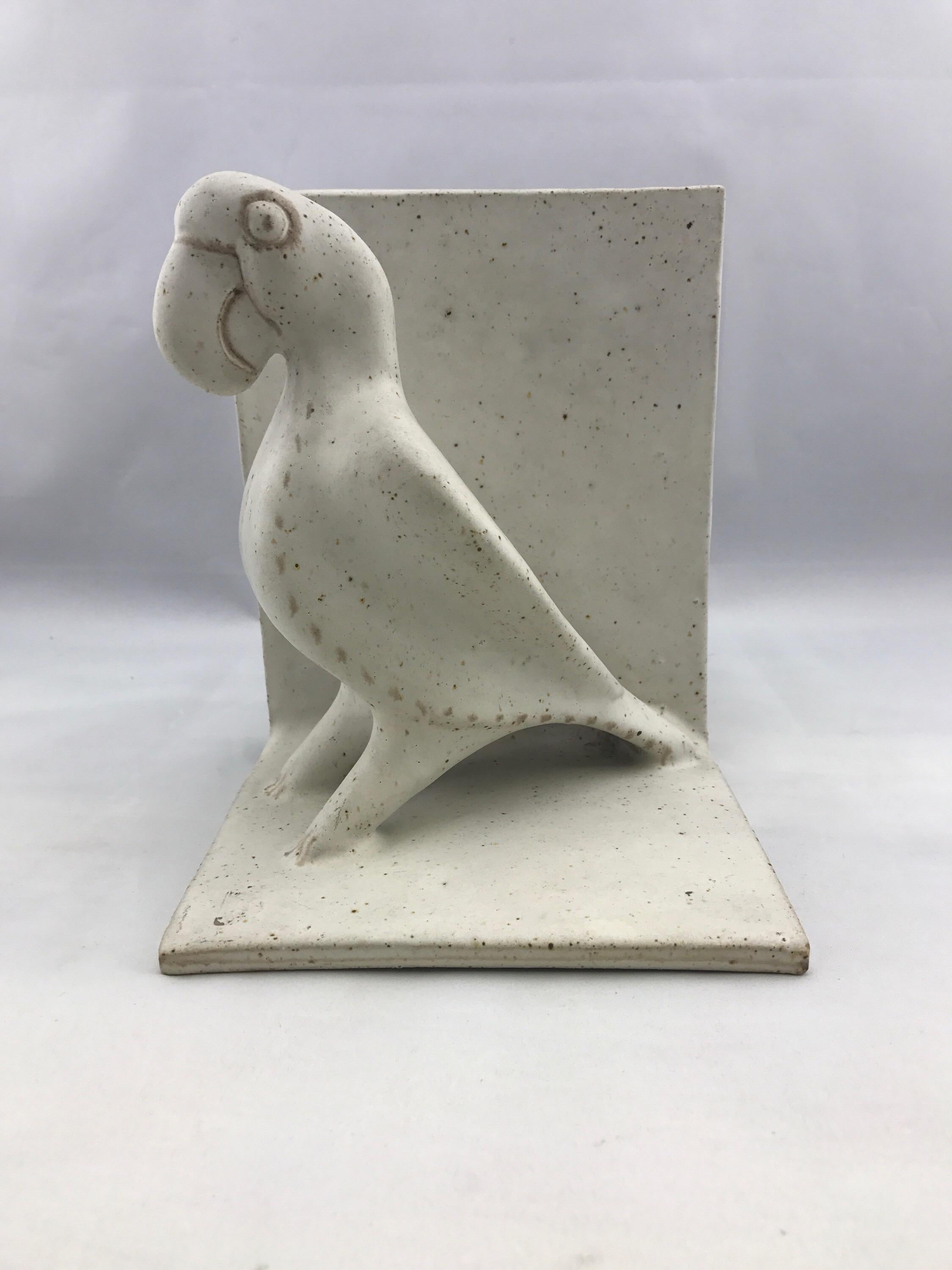 Ceramic Parrot Bookends by Bruno Gambone, Mid-Century Modern, Italian In Good Condition For Sale In Marietta, GA