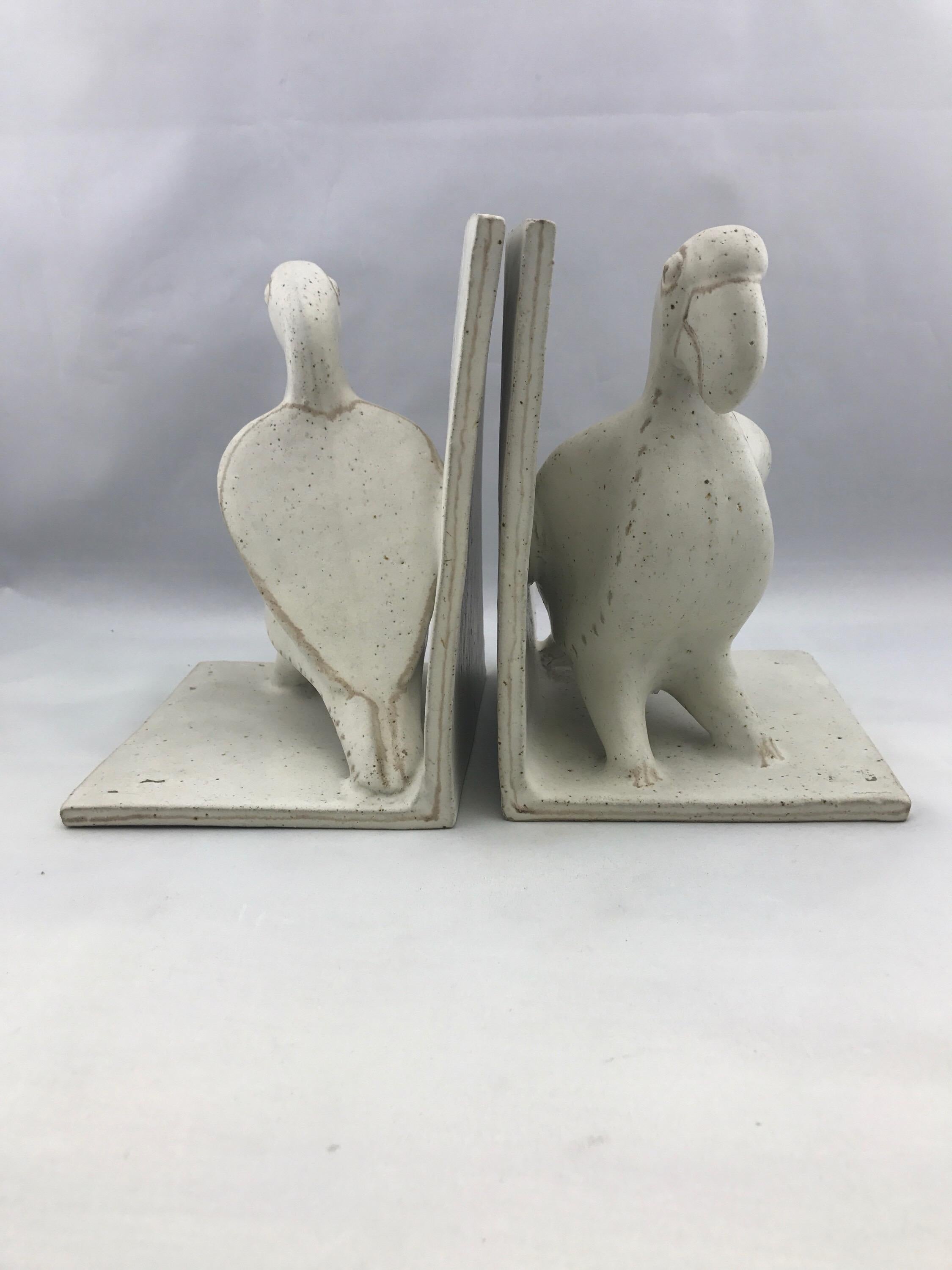 Ceramic Parrot Bookends by Bruno Gambone, Mid-Century Modern, Italian For Sale 1