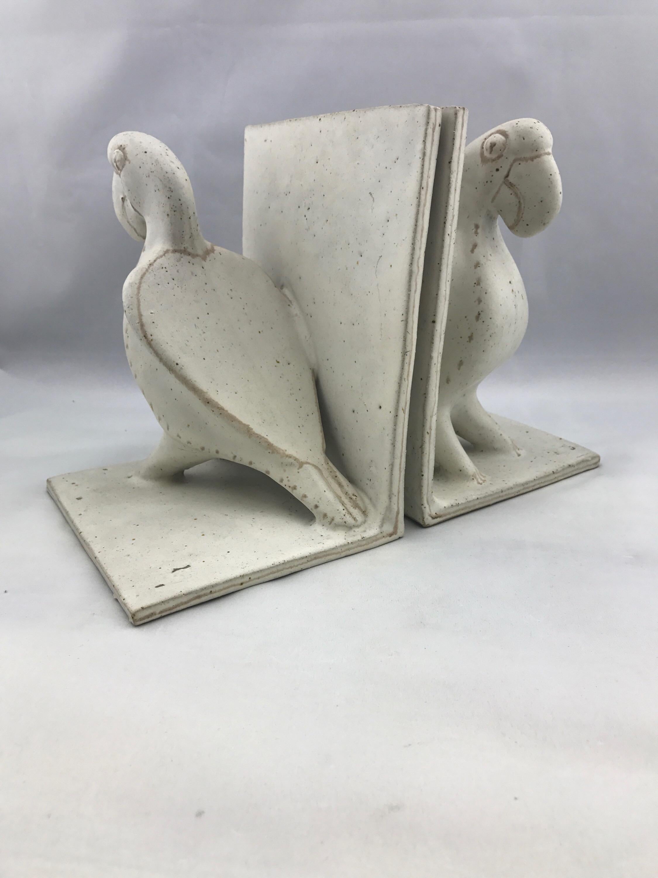 Ceramic Parrot Bookends by Bruno Gambone, Mid-Century Modern, Italian For Sale 2