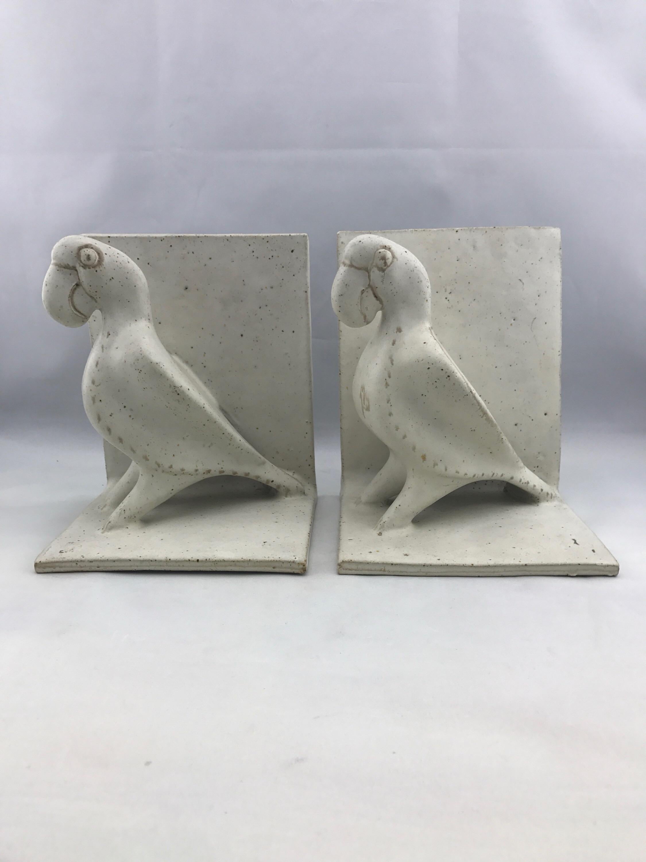Ceramic Parrot Bookends by Bruno Gambone, Mid-Century Modern, Italian For Sale 5