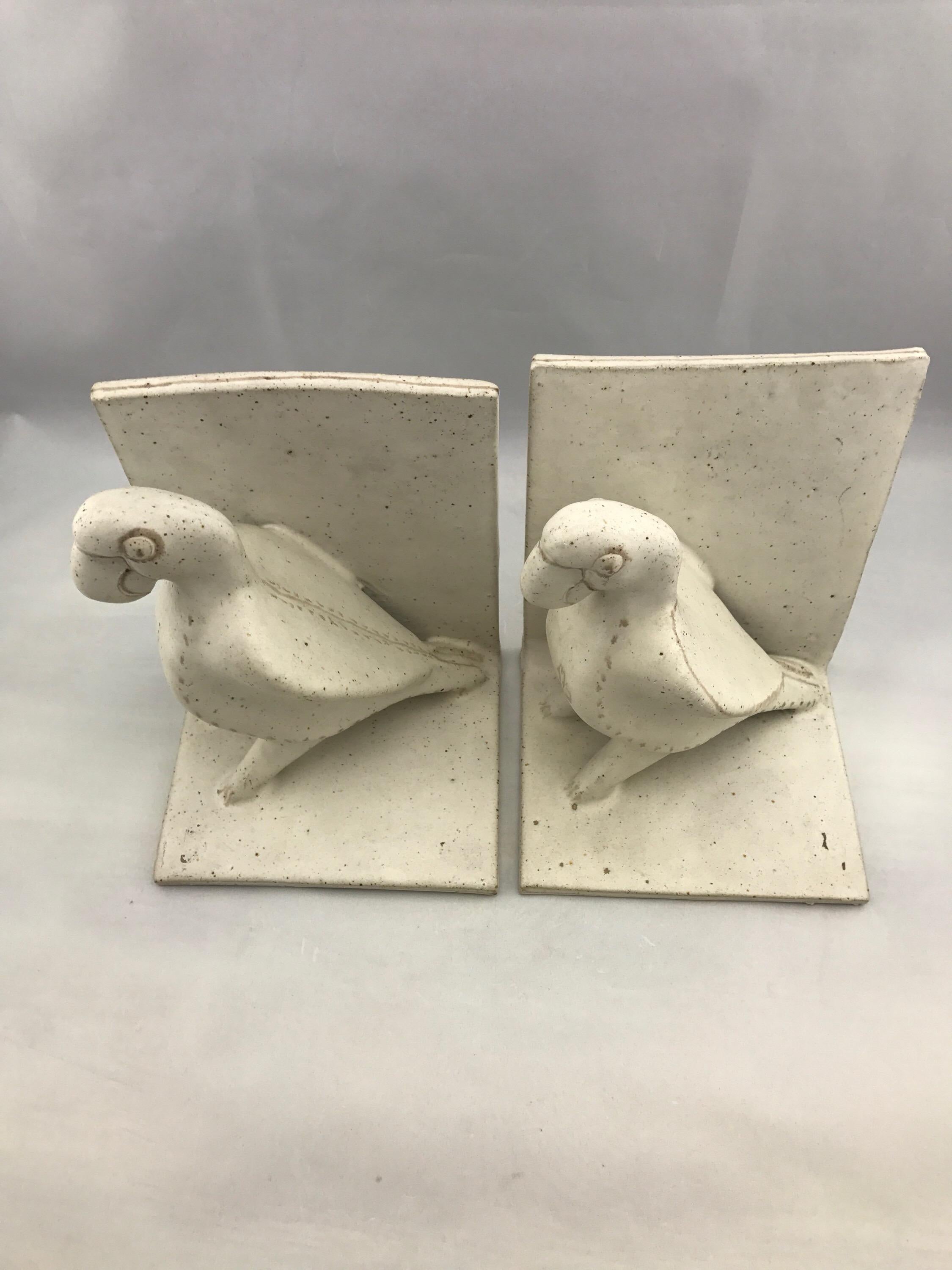 Ceramic Parrot Bookends by Bruno Gambone, Mid-Century Modern, Italian For Sale 11