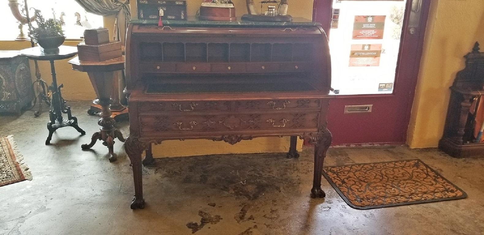 Hand-Crafted 19th Century Hampton & Sons Chinese Chippendale Cylinder Desk For Sale