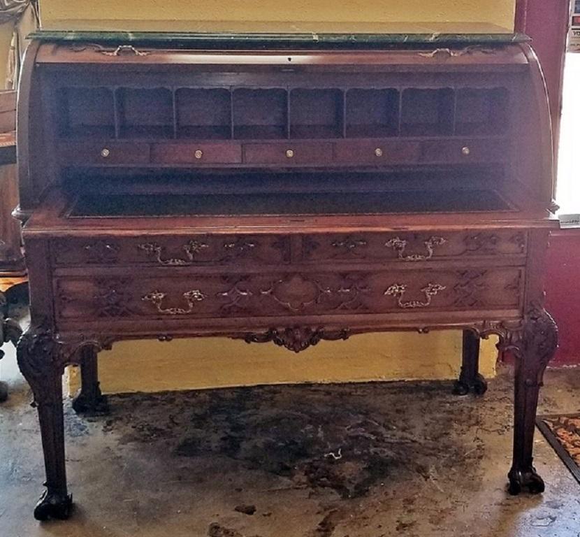 19th Century Hampton & Sons Chinese Chippendale Cylinder Desk For Sale 12