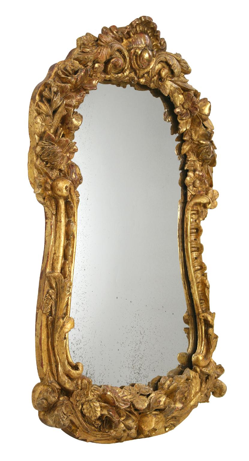 Carved French Antique Giltwood Mirror, 19th Century For Sale