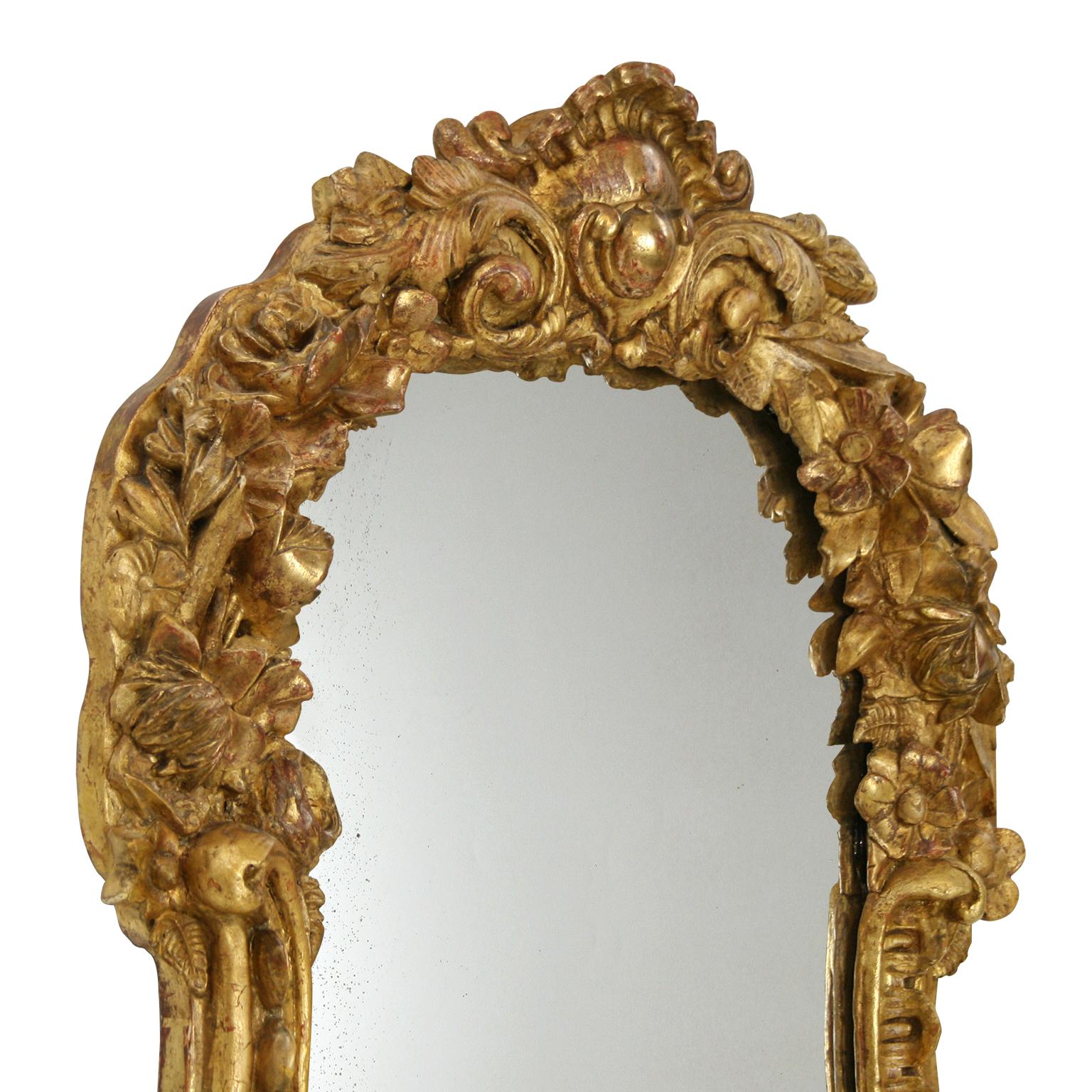 Sculpté Miroir français ancien en bois doré, XIXe siècle en vente
