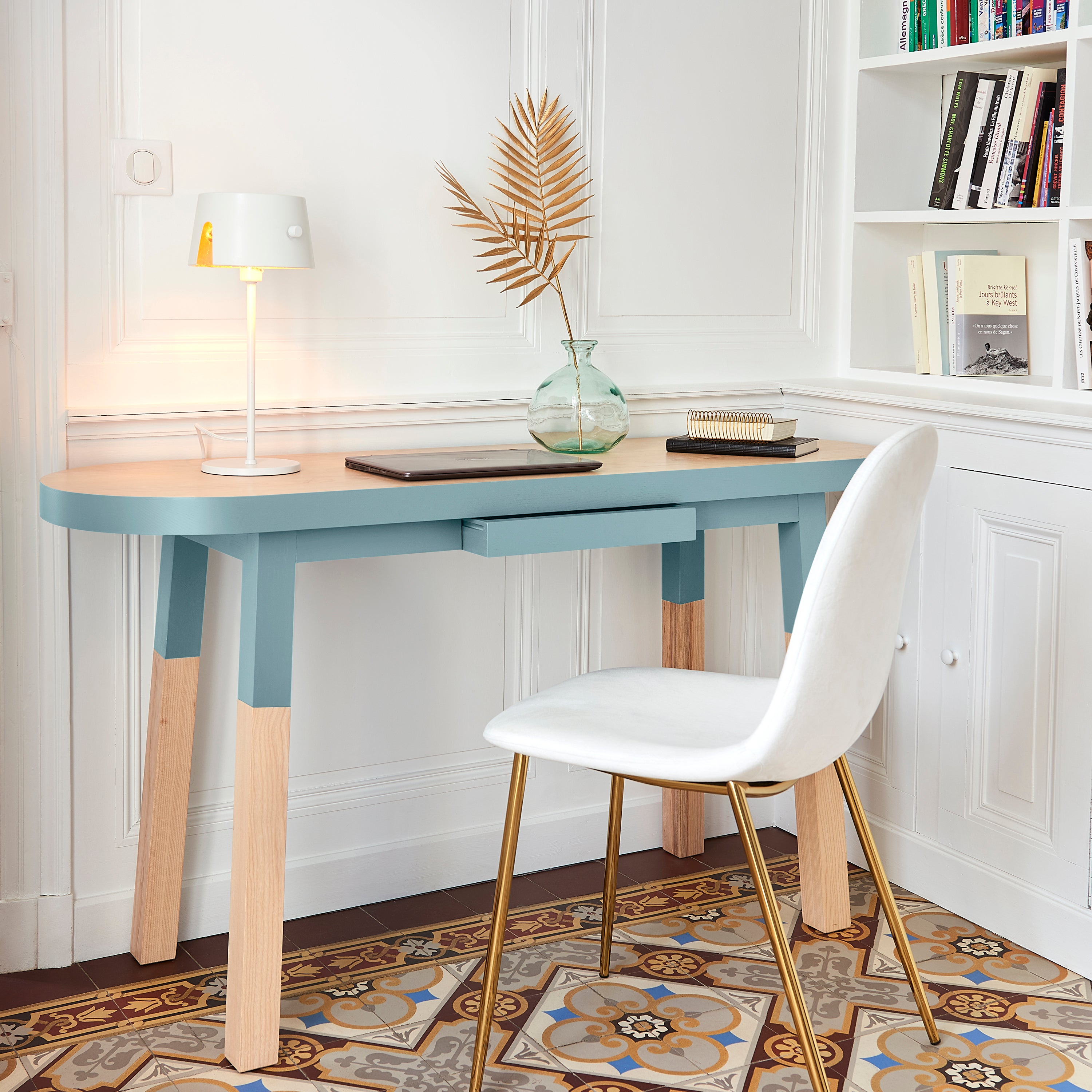 Red Rectangular Desk in Solid Wood, Designed in Paris and Made in France  For Sale at 1stDibs | france study table