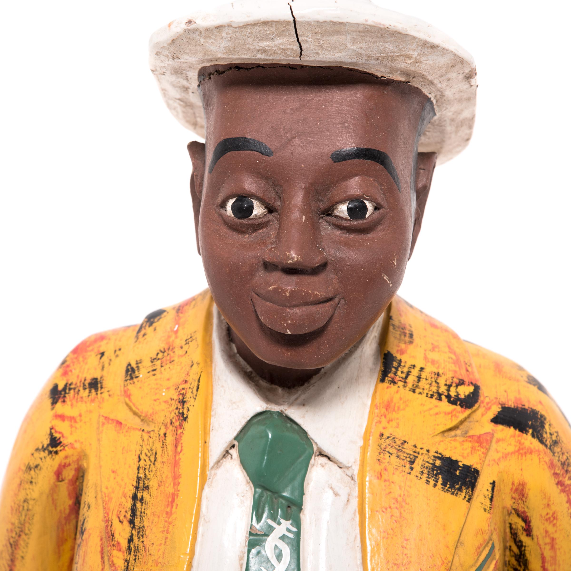 African Colonial Figure with Yellow Jacket In Good Condition In Chicago, IL