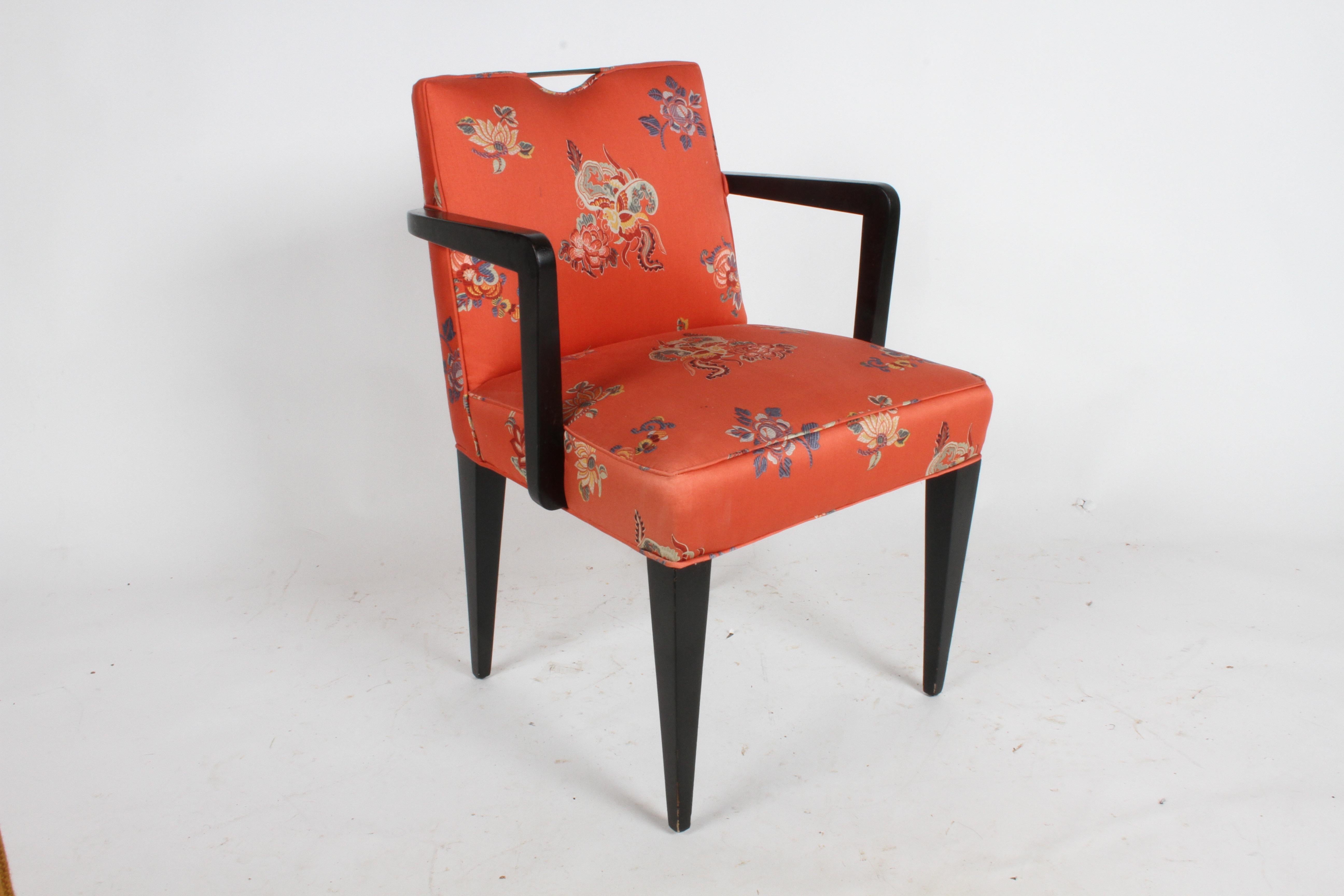 Edward J. Wormley for Dunbar Brass Handle Armchair In Good Condition In St. Louis, MO