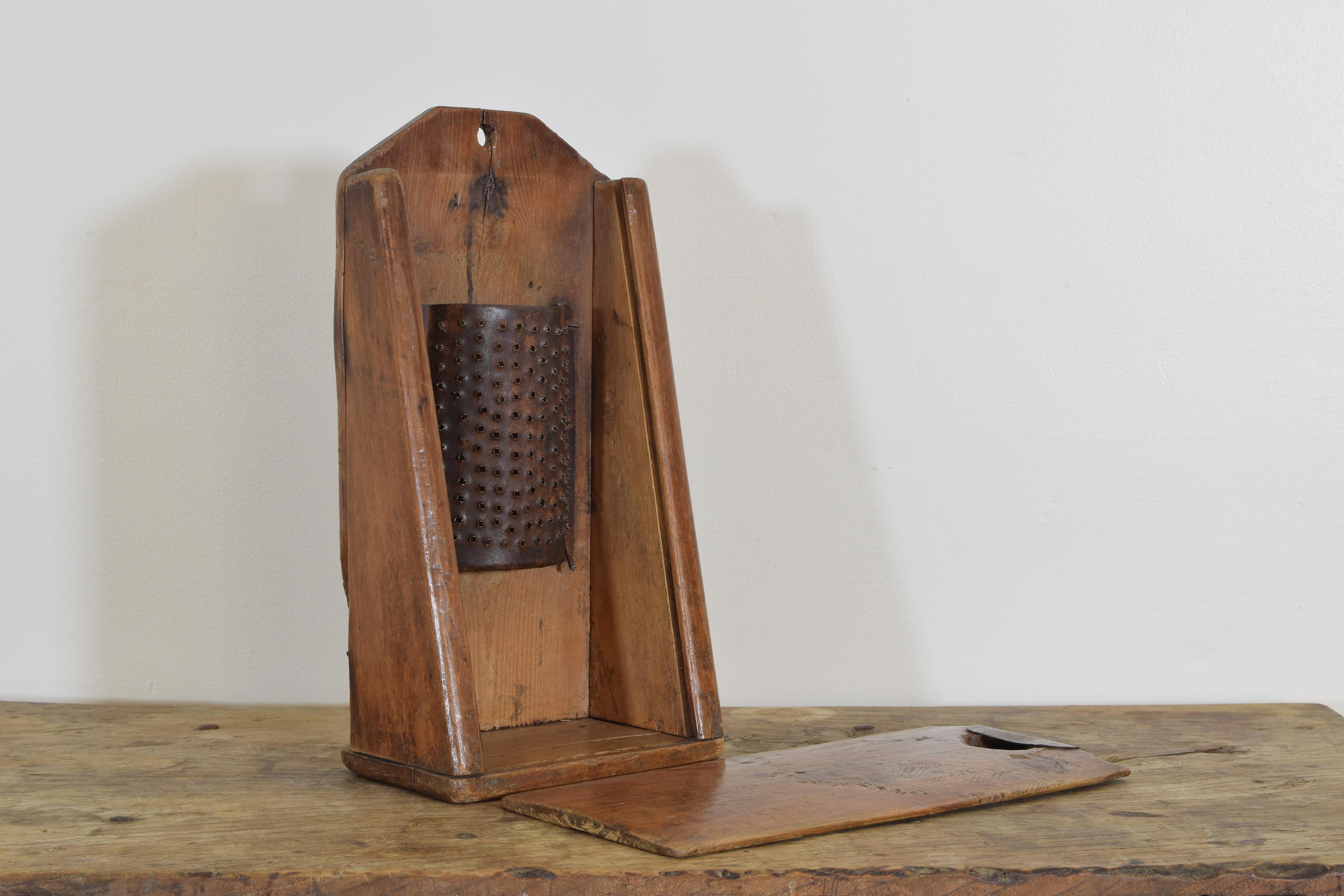 French Pinewood and Metal Standing Grater, Second Half of the 19th Century 1