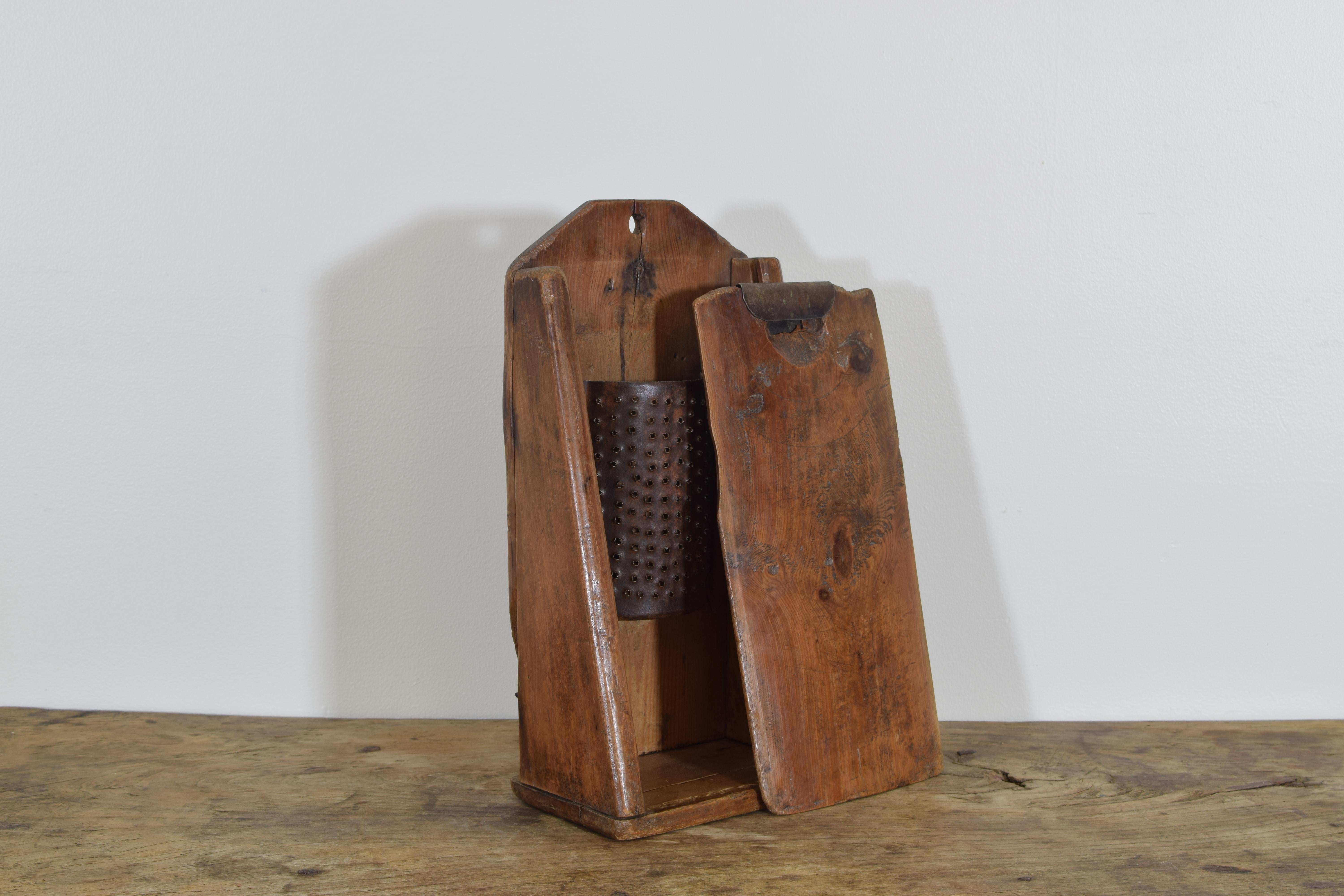 Late 19th Century French Pinewood and Metal Standing Grater, Second Half of the 19th Century