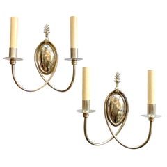 Pair of English Silver-Plated Sconces