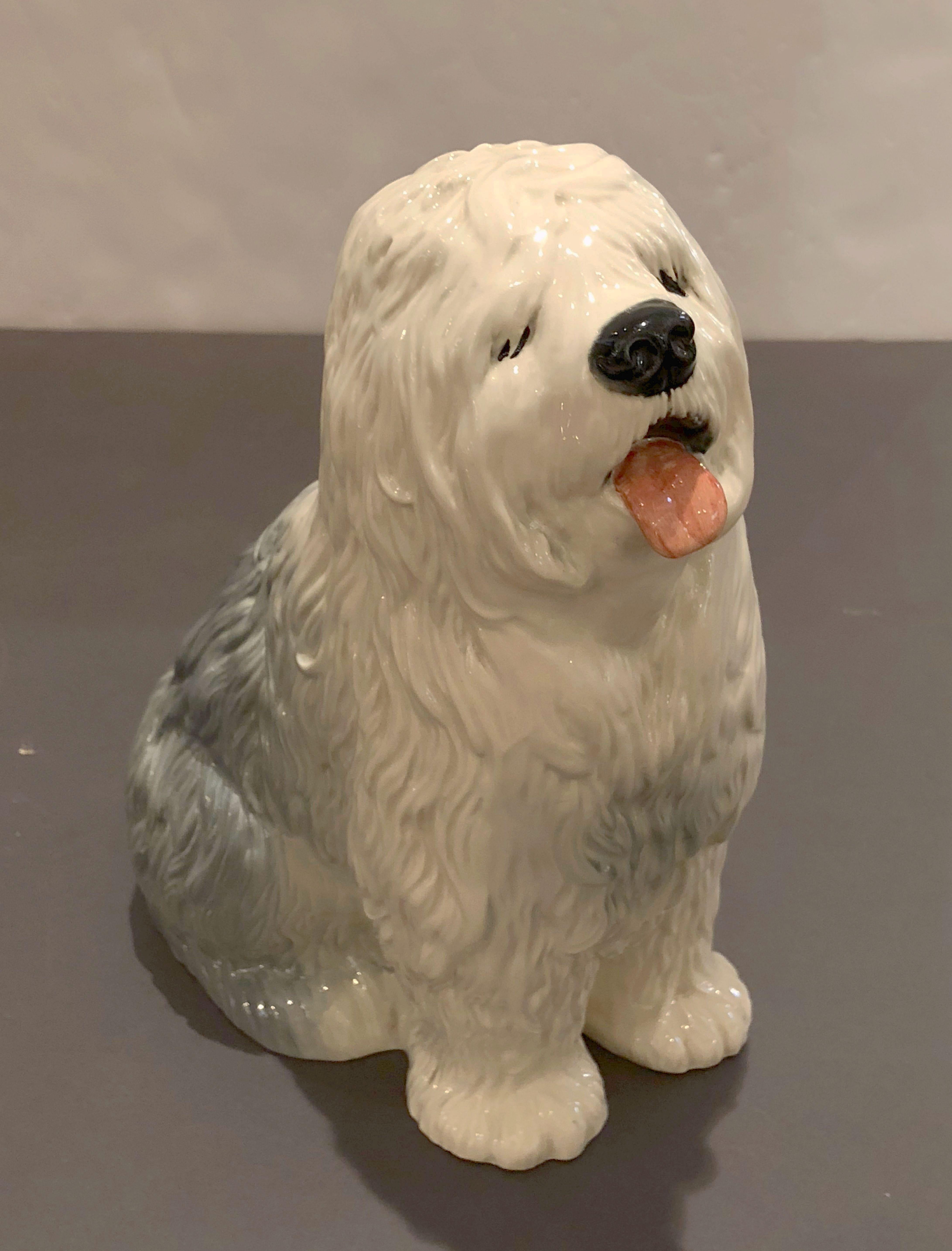 A handsome ceramic figural sculpture of an Old English sheepdog by the celebrated English pottery firm, Beswick.

The dog model stands approximately 11 1/4 inches in height and is in excellent condition.

Impressed model number to the base is