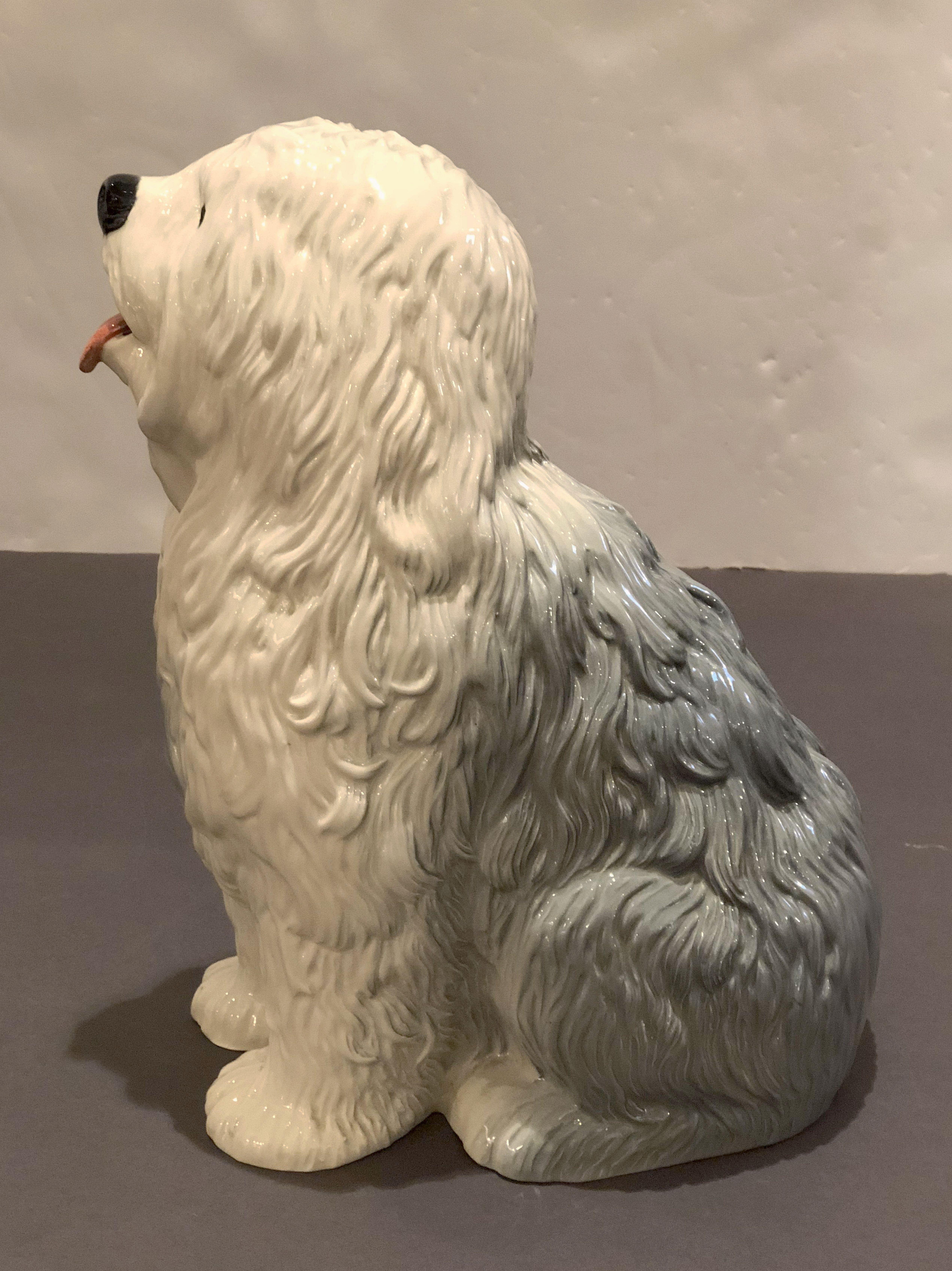 Glazed Old English Sheepdog Model by Beswick Pottery 'Fireside Model'