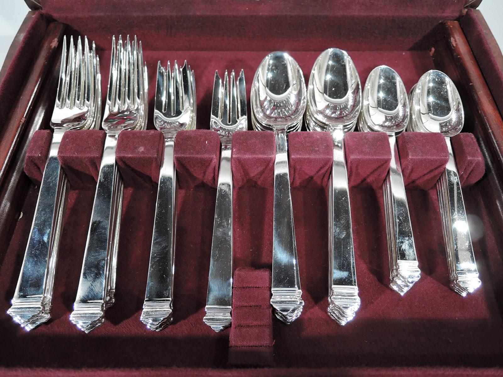 American Tiffany Hampton Sterling Silver Dinner Set for Eight with 92 Pieces