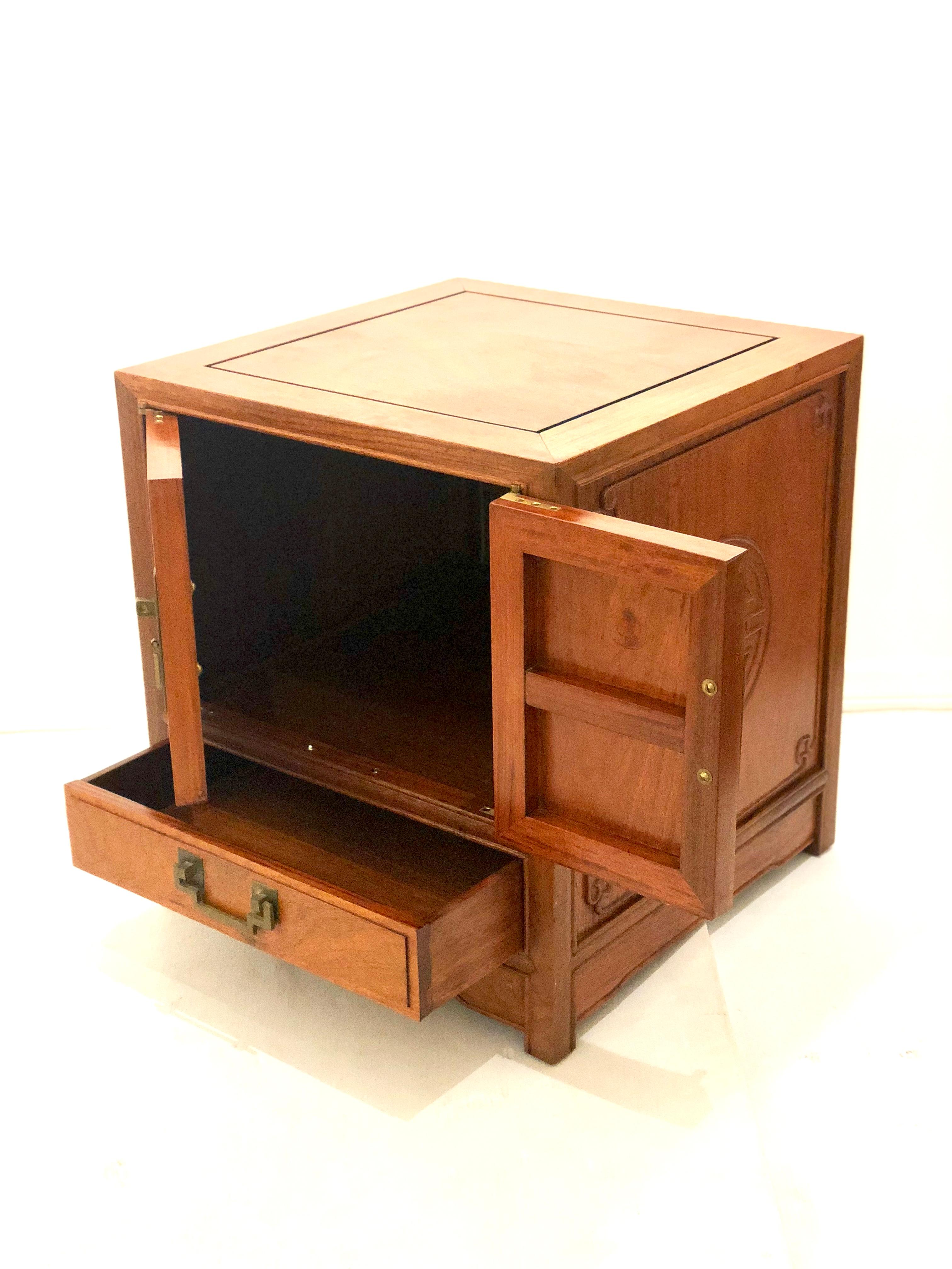 20th Century Petite Solid Rosewood Chinese Cabinet by George Zee of Hong Kong