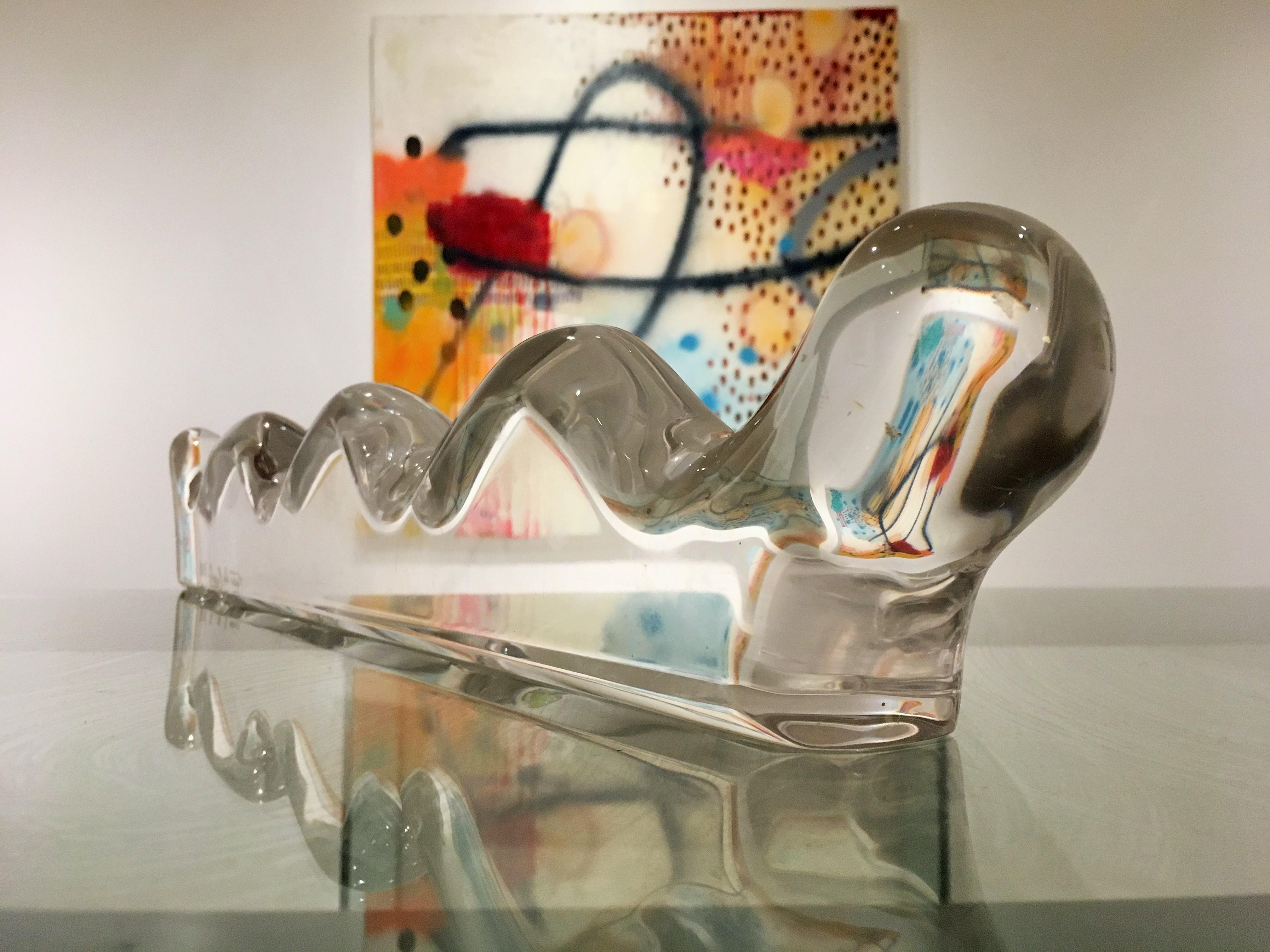Lucite caterpillar sculpture by Keith G. Kersch, 1988. This beautiful caterpillar as an accent piece for a desk, tabletop, or elsewhere in the line of sight would be good cause for wonder and relaxation. 



