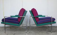 Flat Bar Chrome Steel Lounge Chairs by Milo Baughman