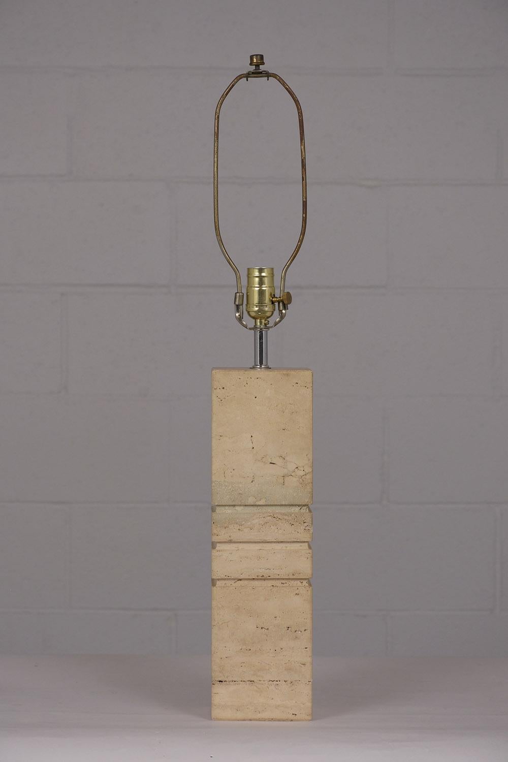 Carved Modern Travertine Table Lamp