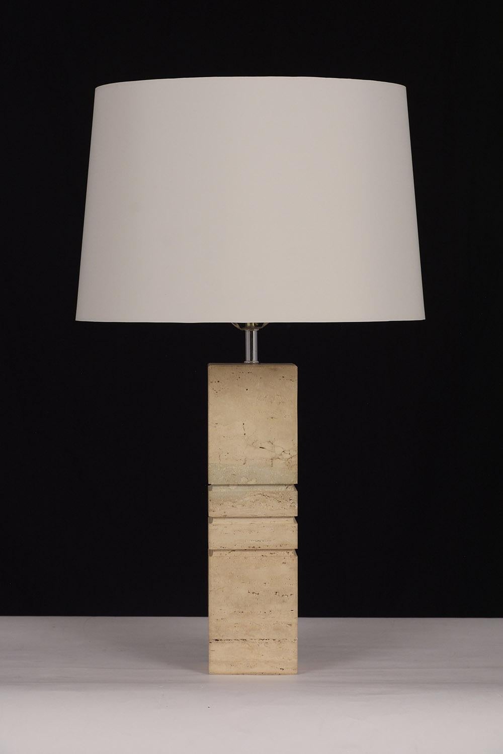 Modern Travertine Table Lamp In Good Condition In Los Angeles, CA