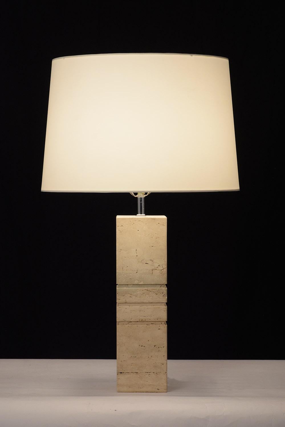 Late 20th Century Modern Travertine Table Lamp