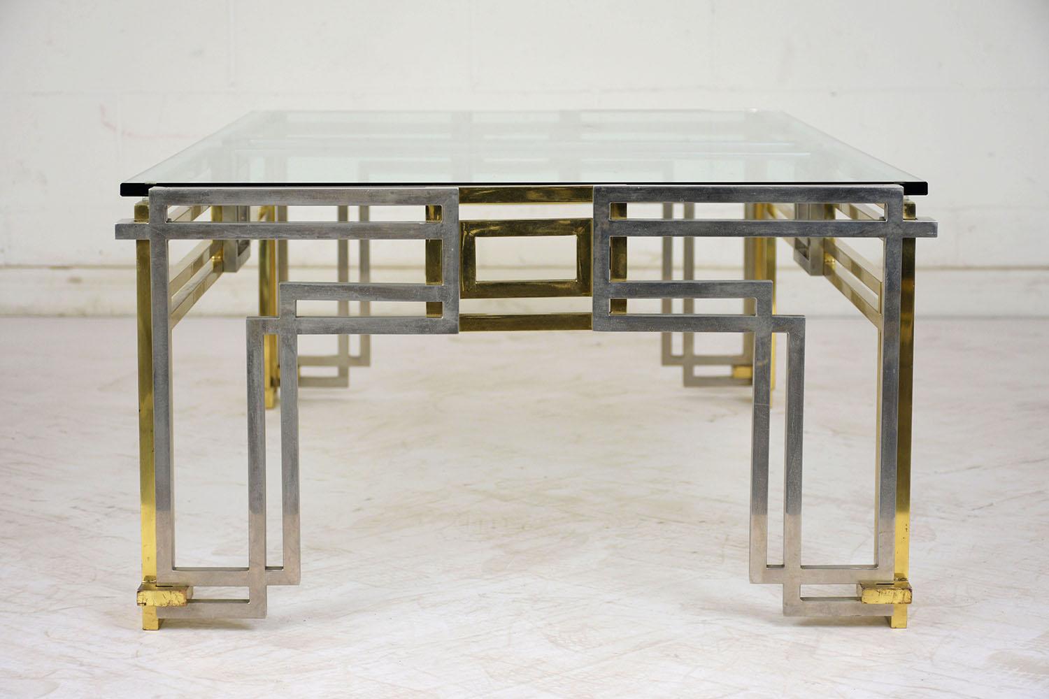 Plated Mid-Century Modern Chrome and Brass Coffee Table