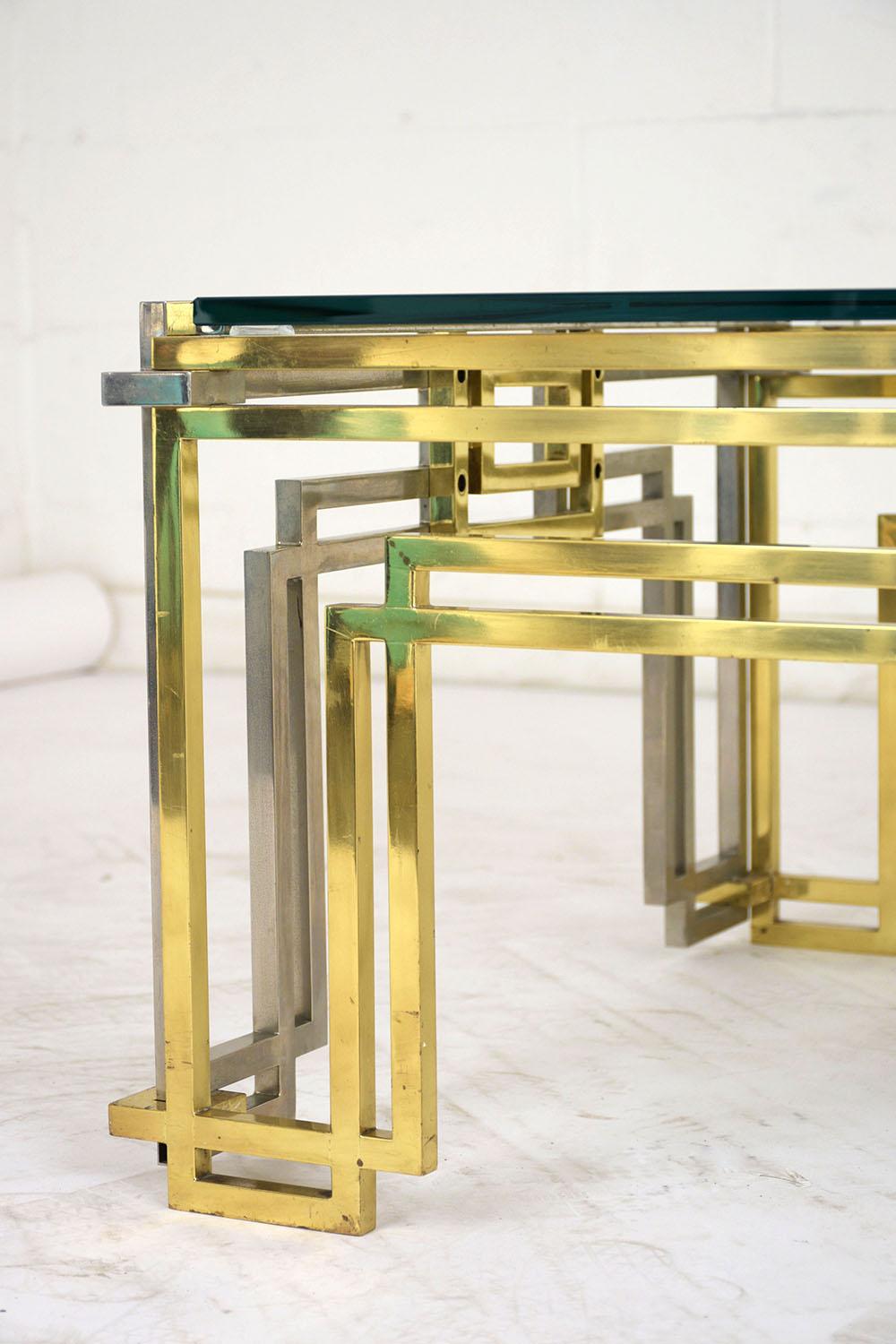 Mid-Century Modern Chrome and Brass Coffee Table 1