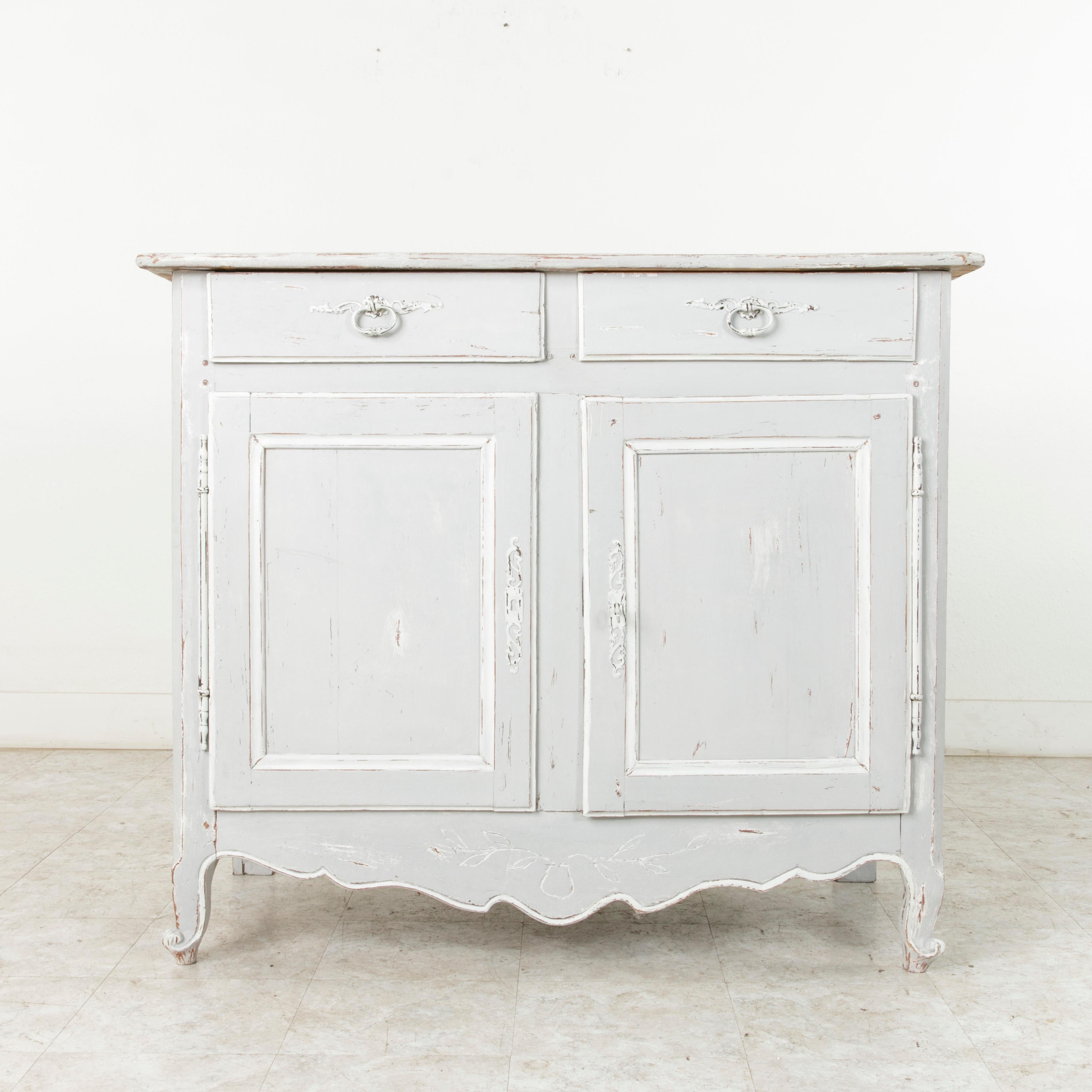 Late 19th Century French Louis XV Style Painted Two-Door Buffet or Sideboard In Good Condition In Fayetteville, AR