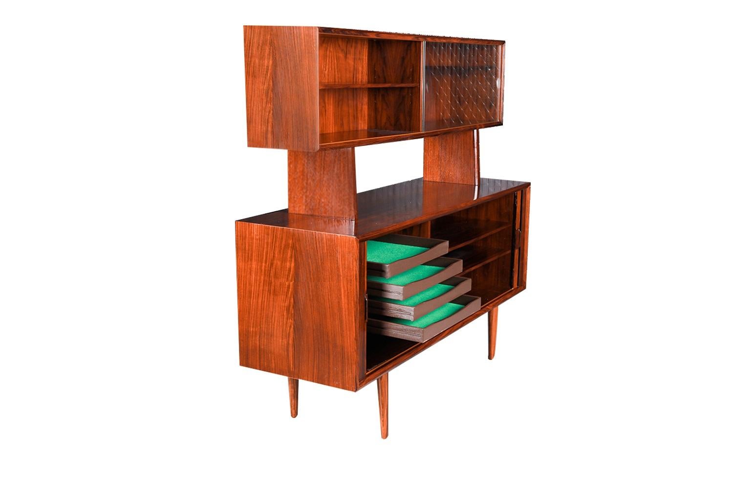 Mid-20th Century Faarup Mobelfabrik Svend Larsen Danish Rosewood Tambour Door Petite Credenza