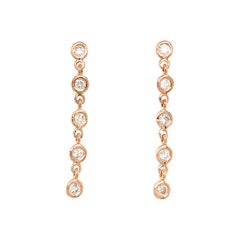 Fab Drops 14 Karat Pink Gold Round Diamond Drop Earrings