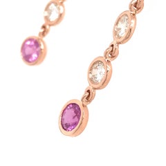 Fab Drops 14 Karat Pink Gold Diamond and Pink Sapphire Drop Earrings