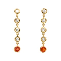 Fab Drops 18 Karat Yellow Gold Diamond and Champagne Sapphire Drop Earrings