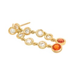 Fab Drops 18 Karat Yellow Gold Diamond and Champagne Sapphire Drop Earrings