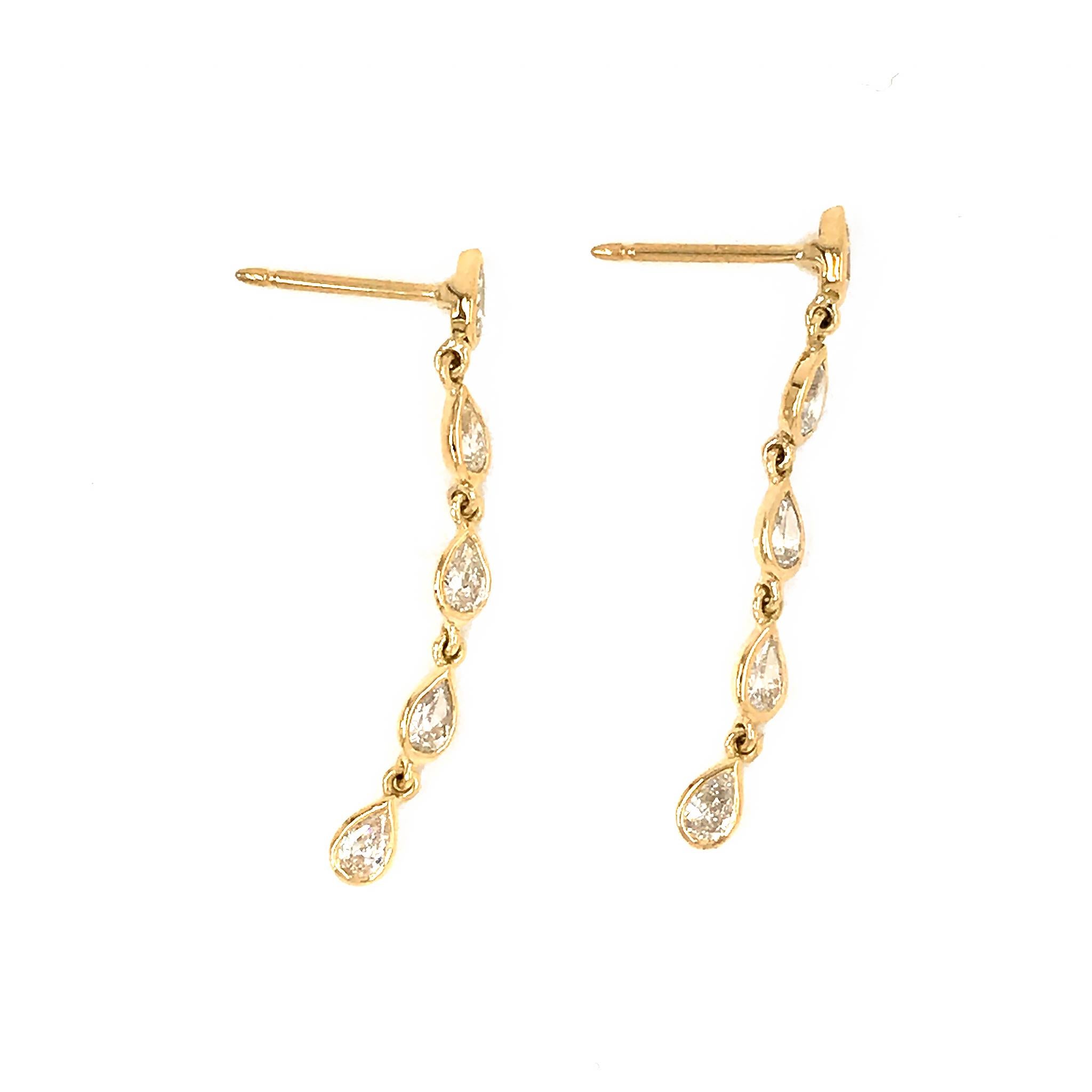 Fab Drops 18 Karat Yellow Gold Pear Shaped Drop Earrings In New Condition For Sale In New York, NY