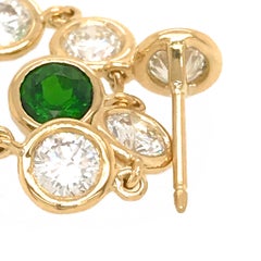 Fab Tropfenohrringe aus 18 Karat Gelbgold mit runden Diamanten und Chromdiopsid