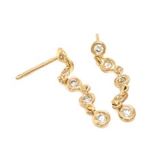 Fab Drops 18 Karat Yellow Gold Round Diamond Drop Earrings