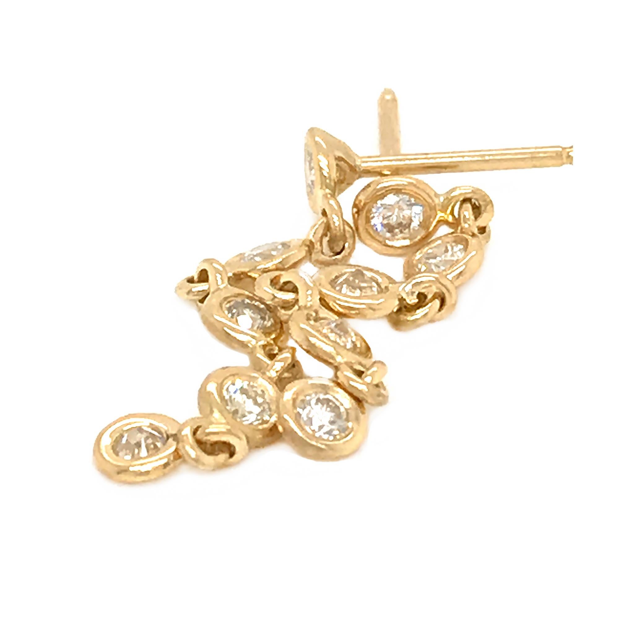 Fab Drops - Orecchini a goccia con diamante rotondo in oro giallo 18 carati In condizioni Nuovo in vendita a New York, NY