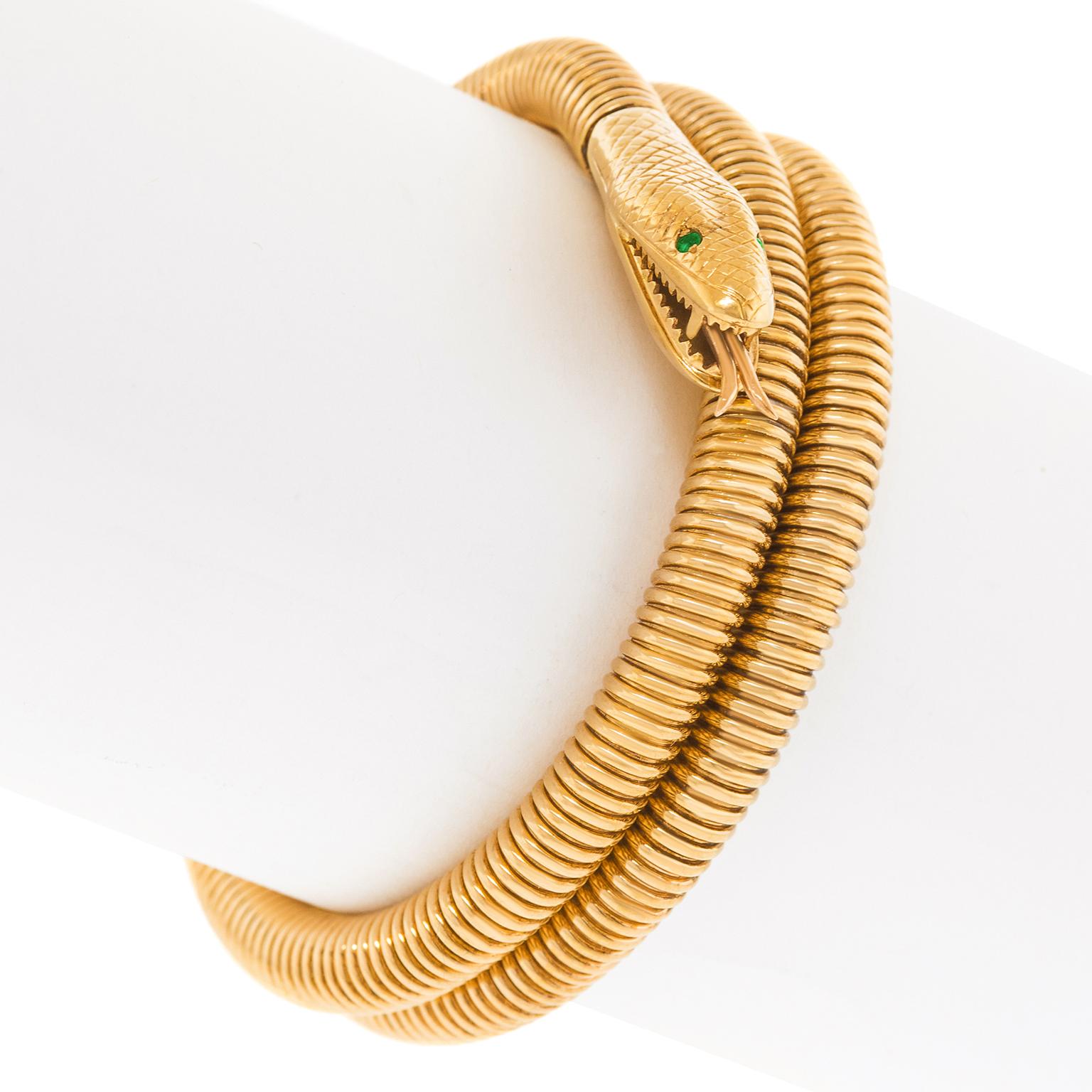 Retro Fab Forties Gold Snake Bracelet For Sale