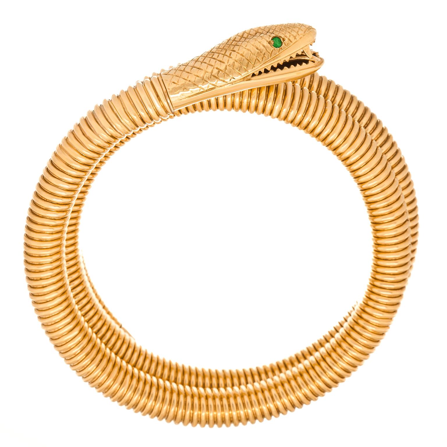 Fab Forties Gold Snake Bracelet For Sale 1