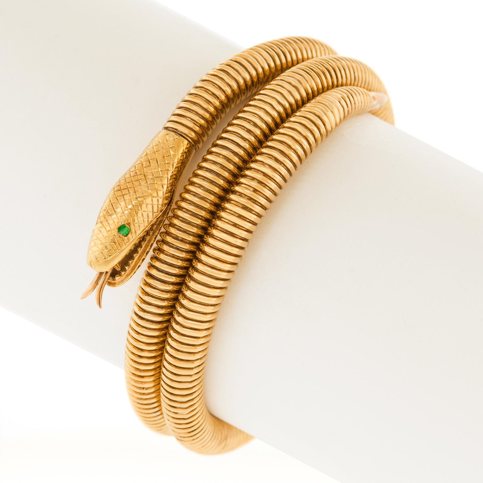 Fab Forties Gold Snake Bracelet For Sale 3