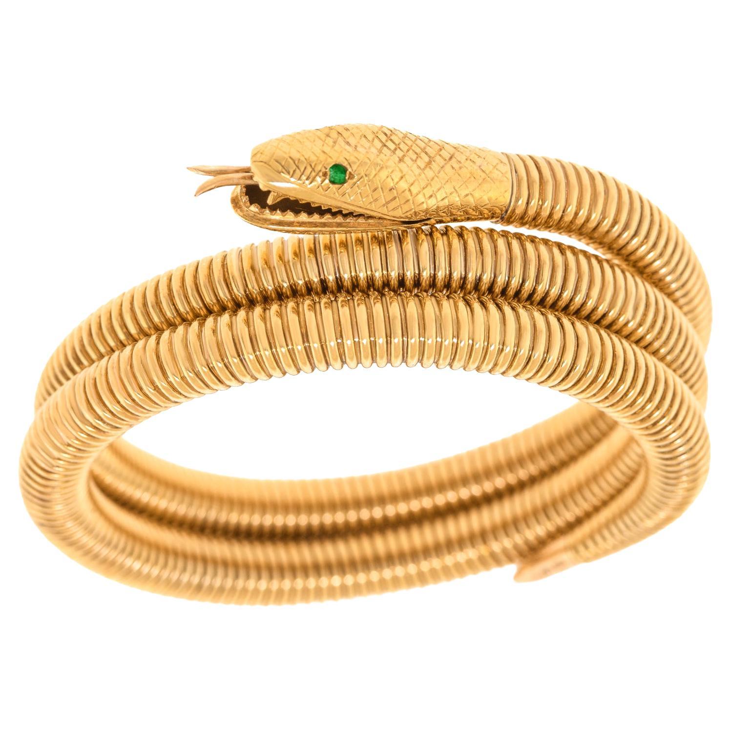 Fab Forties Gold Snake Bracelet For Sale