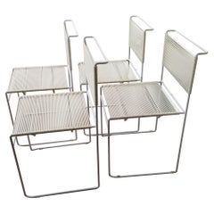 Set of Four White Spaghetti Chairs by Giandomenico Belotti  Flyline ITALY 1970s