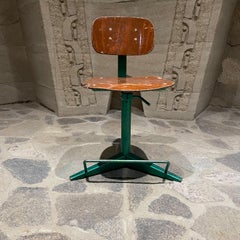1950s Vintage French Green Office Chair Prouvé Style Mid Century Industrial